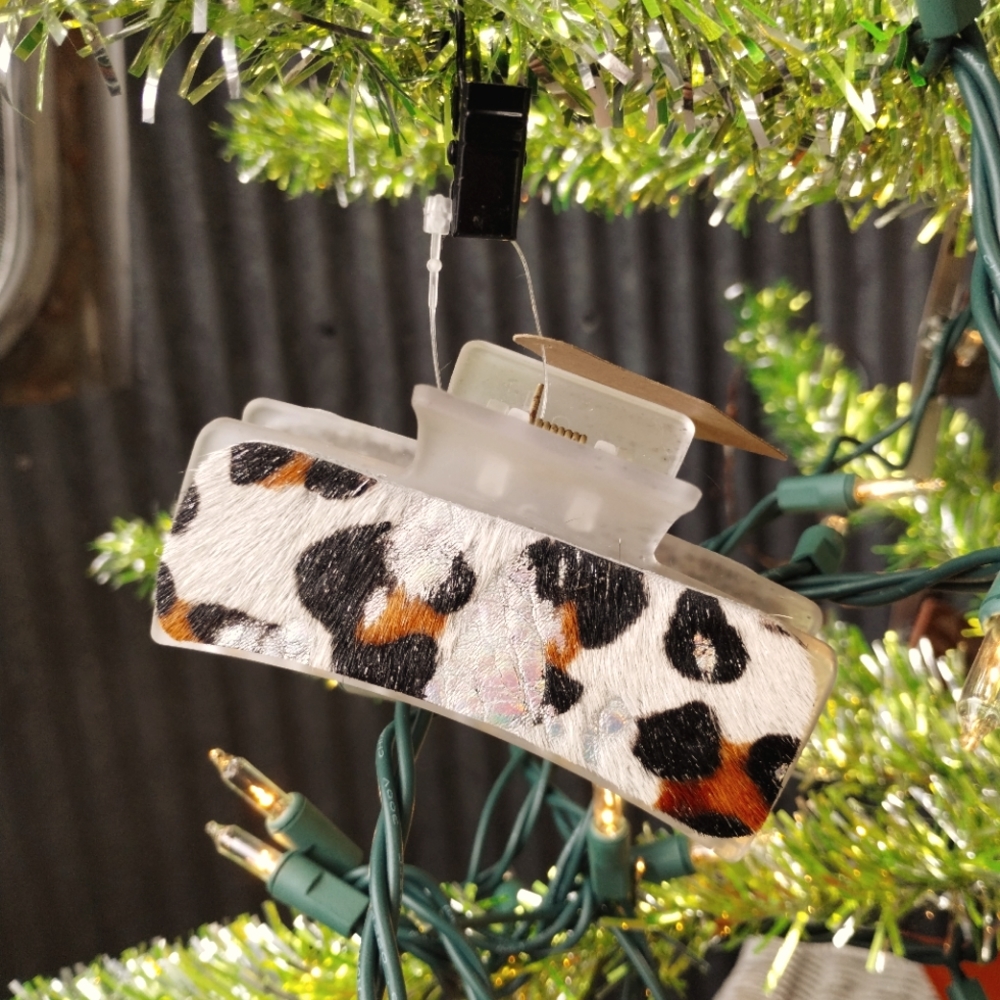 Genuine Leather Hair on Hide Claw Clip